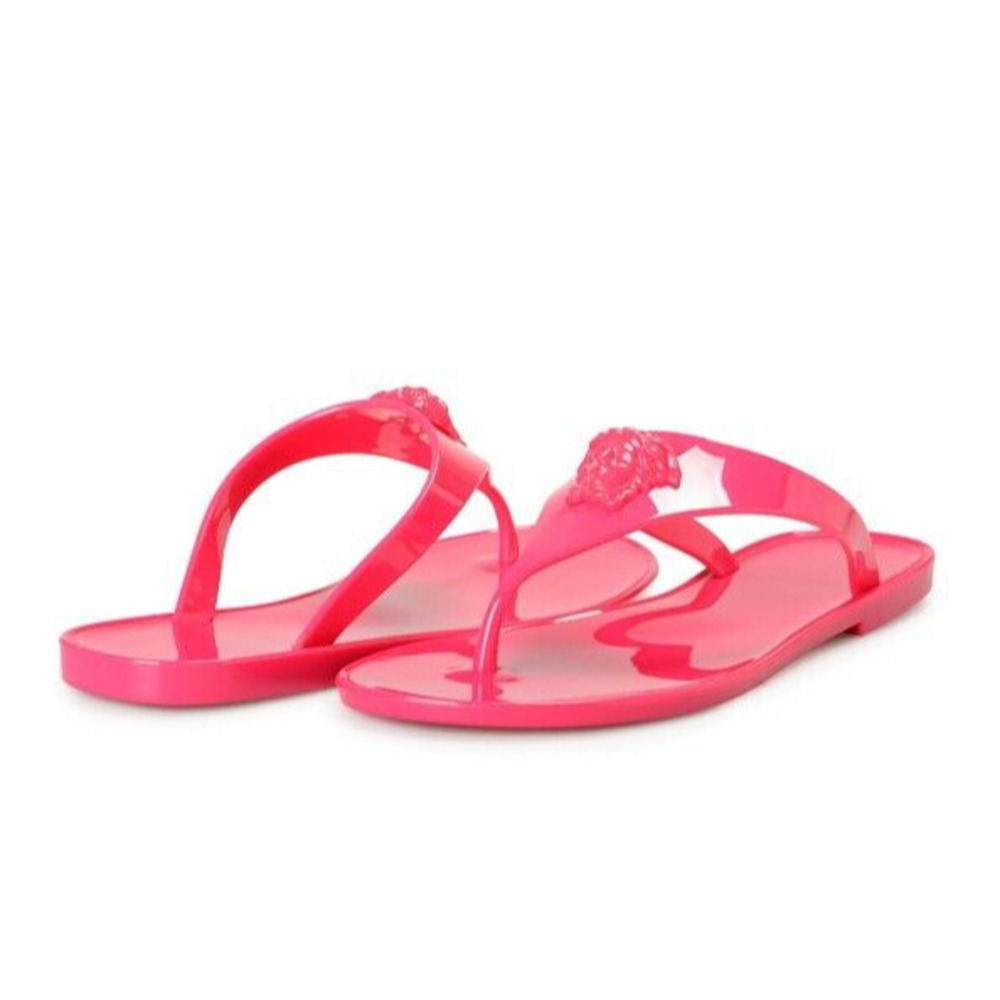 NIB Versace Size 37 US 7 Pink Pool Slide Gomma Sandals  Slip-On Flip Flops
